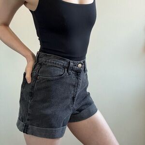Grey High waisted denim shorts